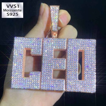 Moissanite Hip Hop Square Letter Custom Pendant