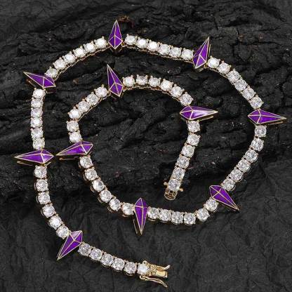 5mm Moissanite Purple Fight Tooth and Claw Tennis Chain