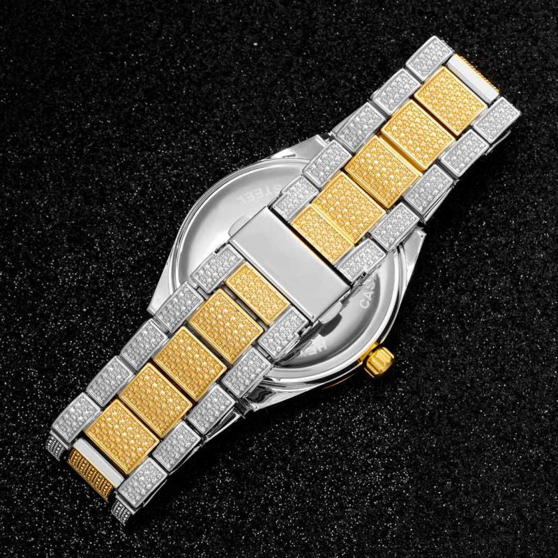 43mm Iced Round Cut Two Tone Roman Numerals Men's Watch