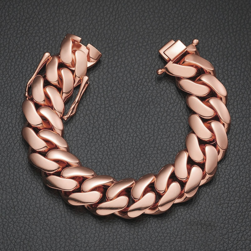 14/16/18/20mm Width 14K Gold Plated Glossy Large Cuban Chain