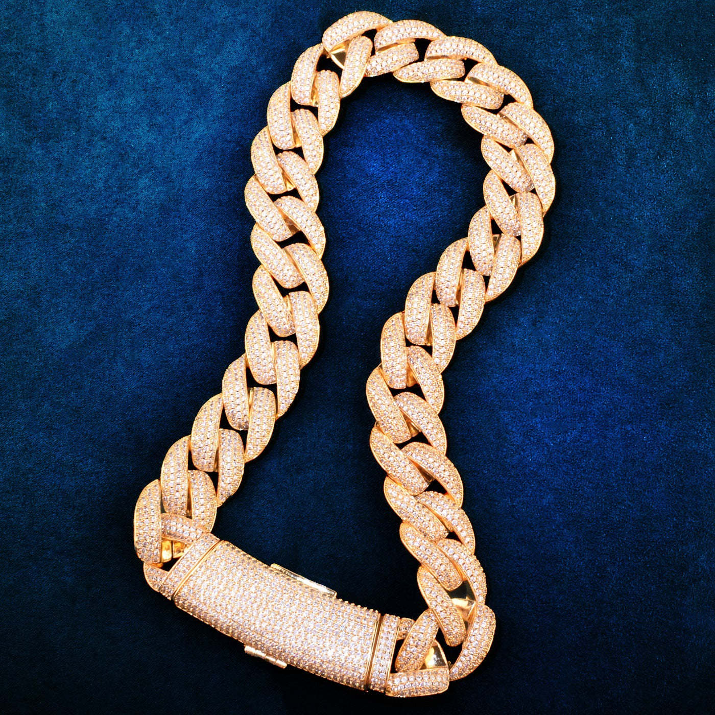 20mm Moissanite Cuban Link Chain with Extended Clasp Design