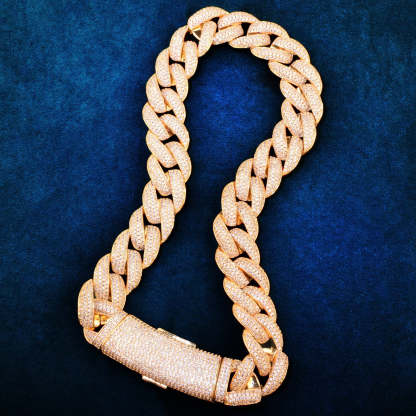 20mm Moissanite Cuban Link Chain with Extended Clasp Design