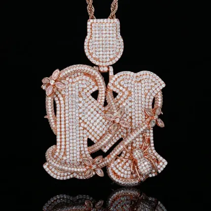 S925 Moissanite Iced Blinged Out  Diamond Letter M Pendant