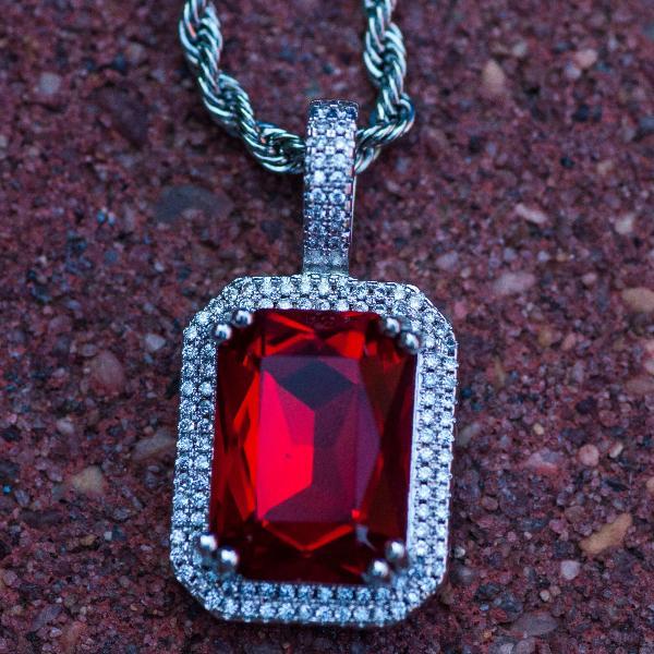 Moissanite Ruby Red Rope Chain Pendant
