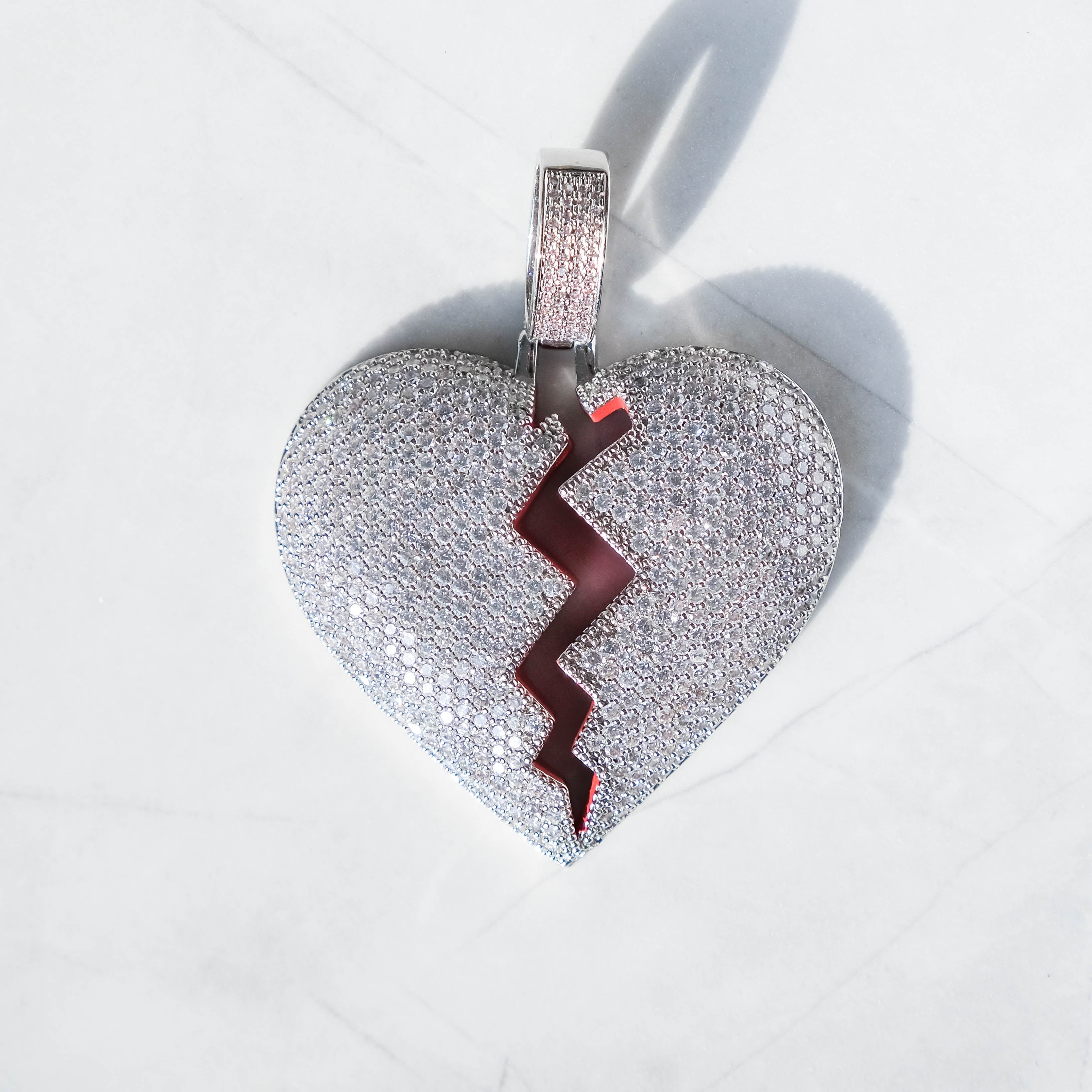Broken Heart Pendant White Gold - 6IX ICE