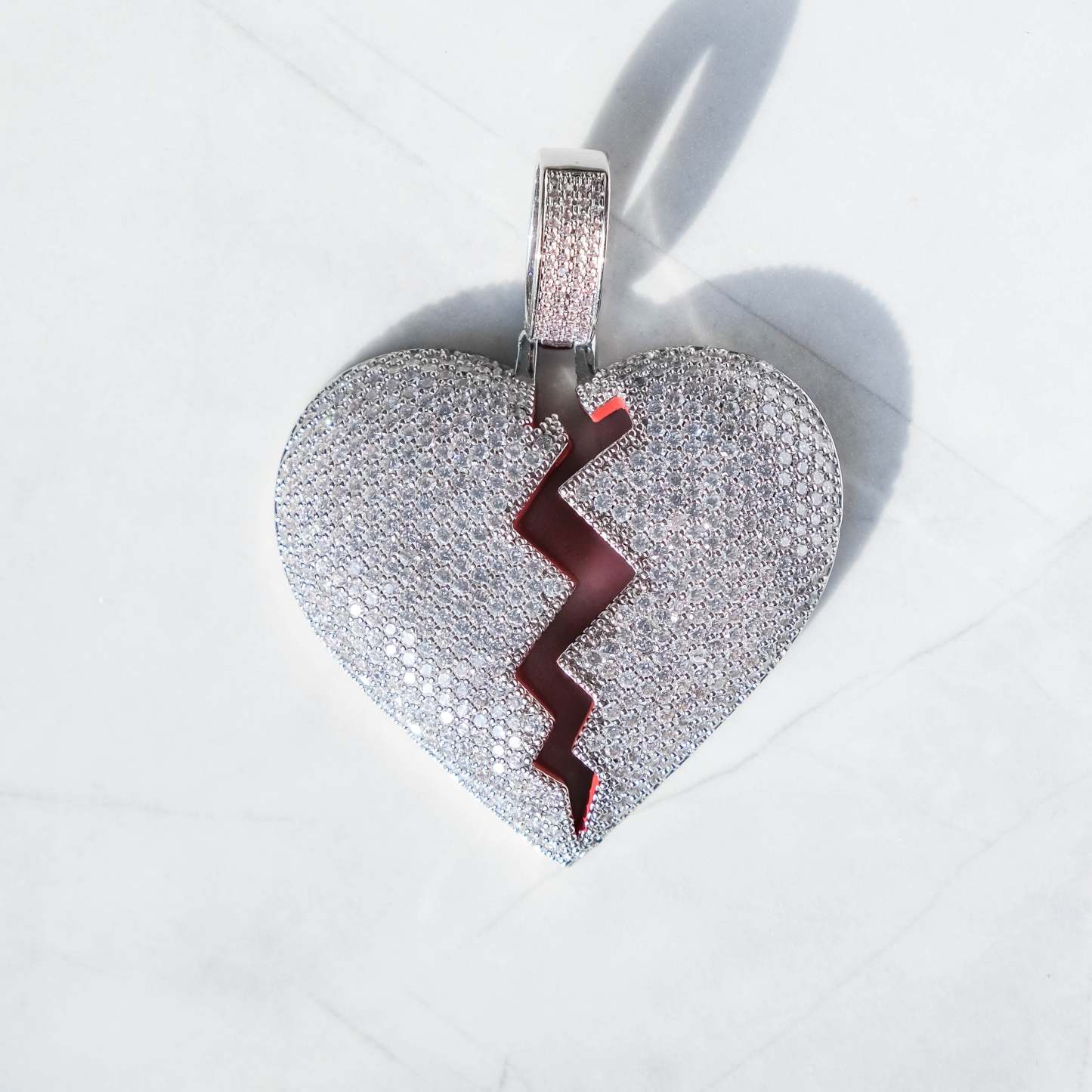 Broken Heart Pendant White Gold - 6IX ICE