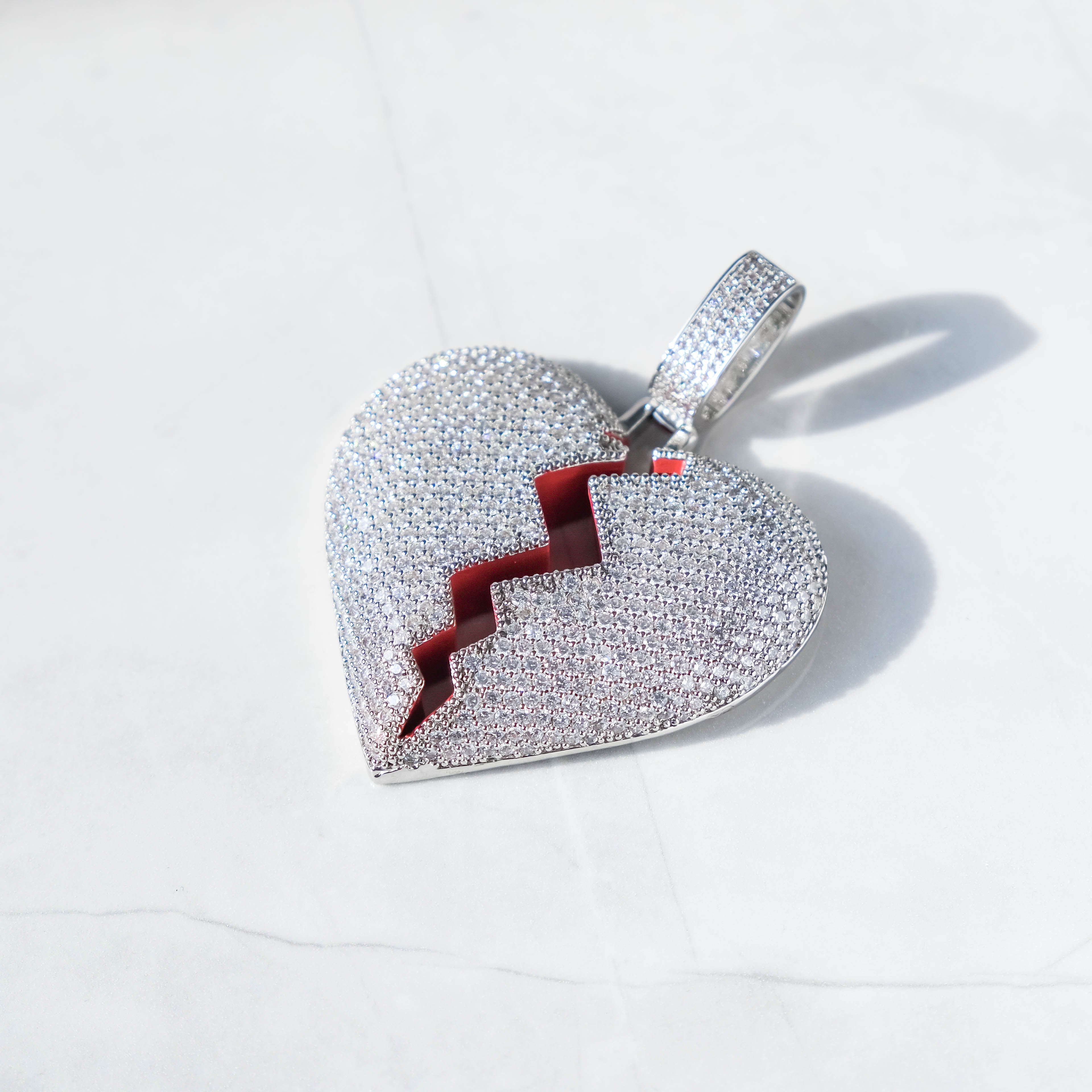 Broken Heart Pendant White Gold - 6IX ICE