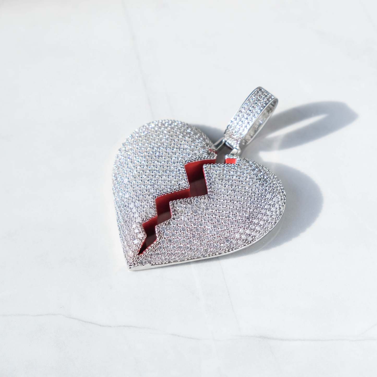 Broken Heart Pendant White Gold - 6IX ICE
