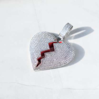 Broken Heart Pendant White Gold - 6IX ICE