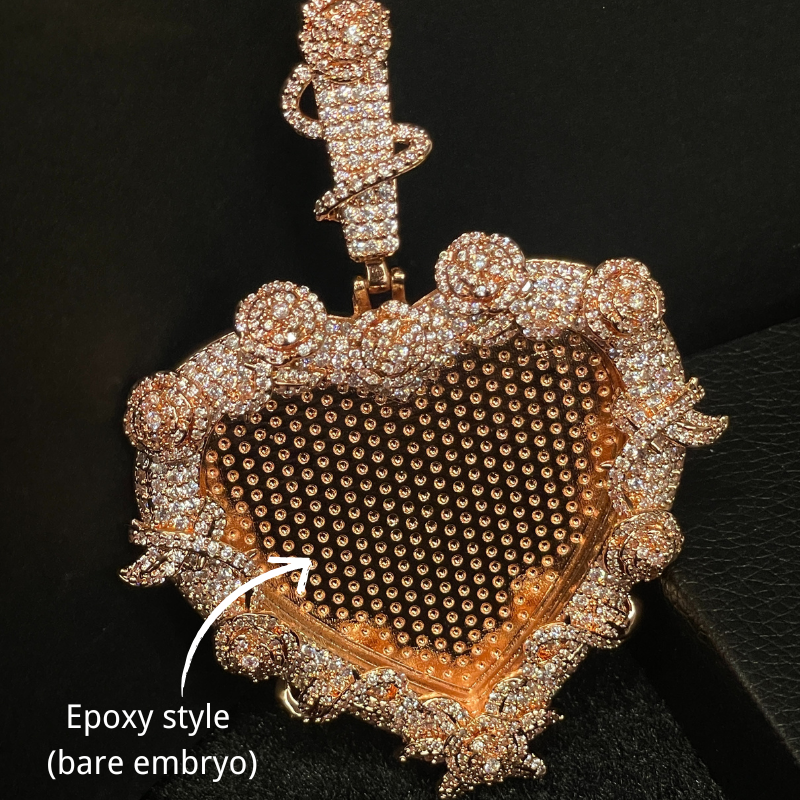 Moissanite Heart Vine Photo Custom Pendant（Epoxy Style）