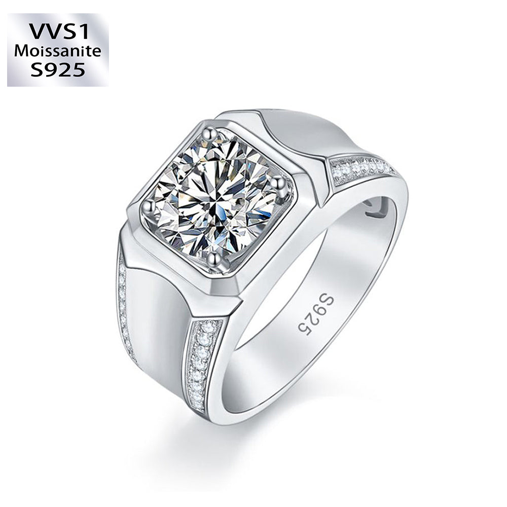 1.0 Carats VVS1 Moissanite Men Ring