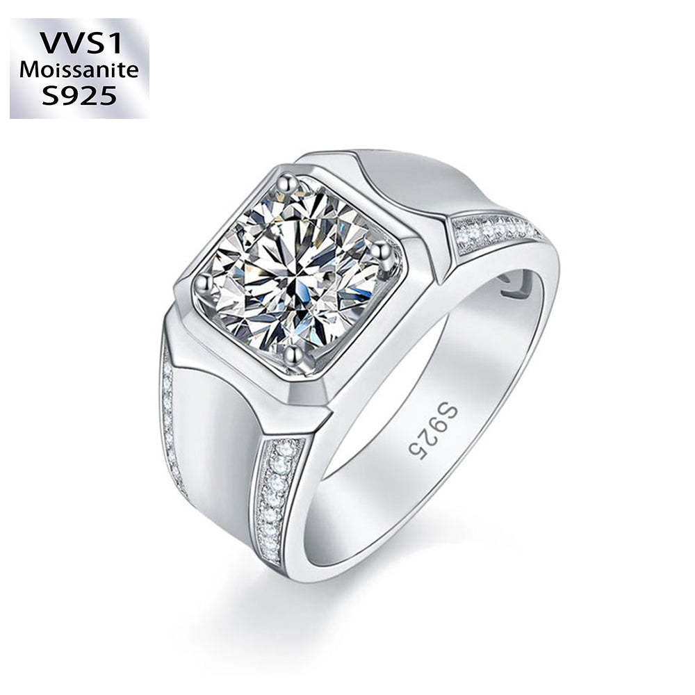 1.0 Carats VVS1 Moissanite Men Ring