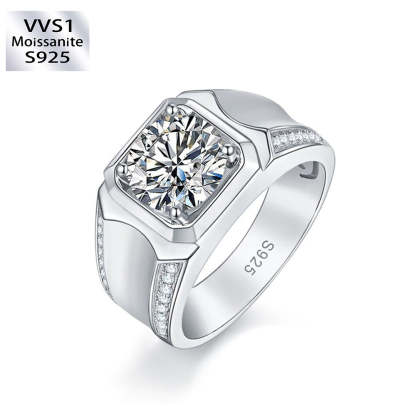 1.0 Carats VVS1 Moissanite Men Ring