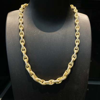 5mm Moissanite Cross Chain O-Link Necklace