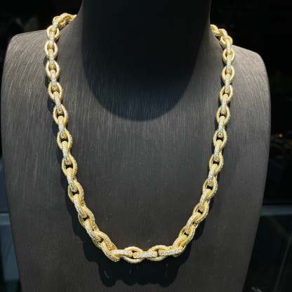 5mm Moissanite Cross Chain O-Link Necklace