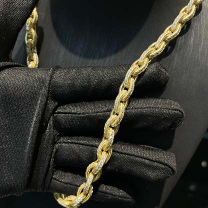 5mm Moissanite Cross Chain O-Link Necklace