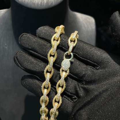 5mm Moissanite Cross Chain O-Link Necklace