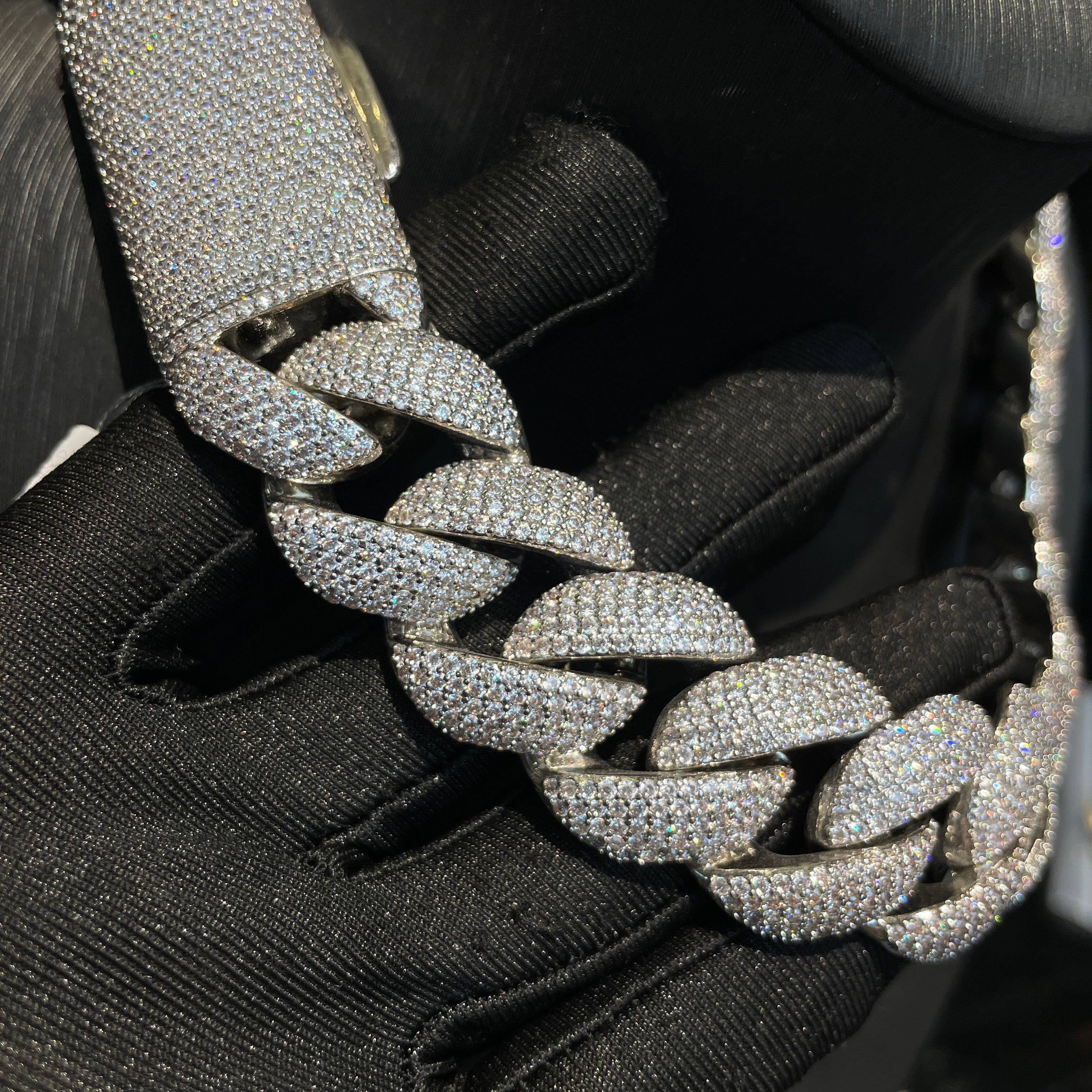 22mm Moissanite Four-Row Bubble Cuban Chain