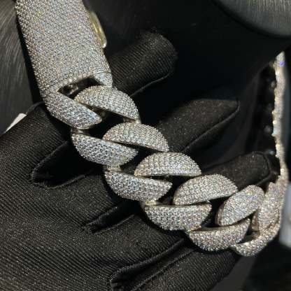 22mm Moissanite Four-Row Bubble Cuban Chain