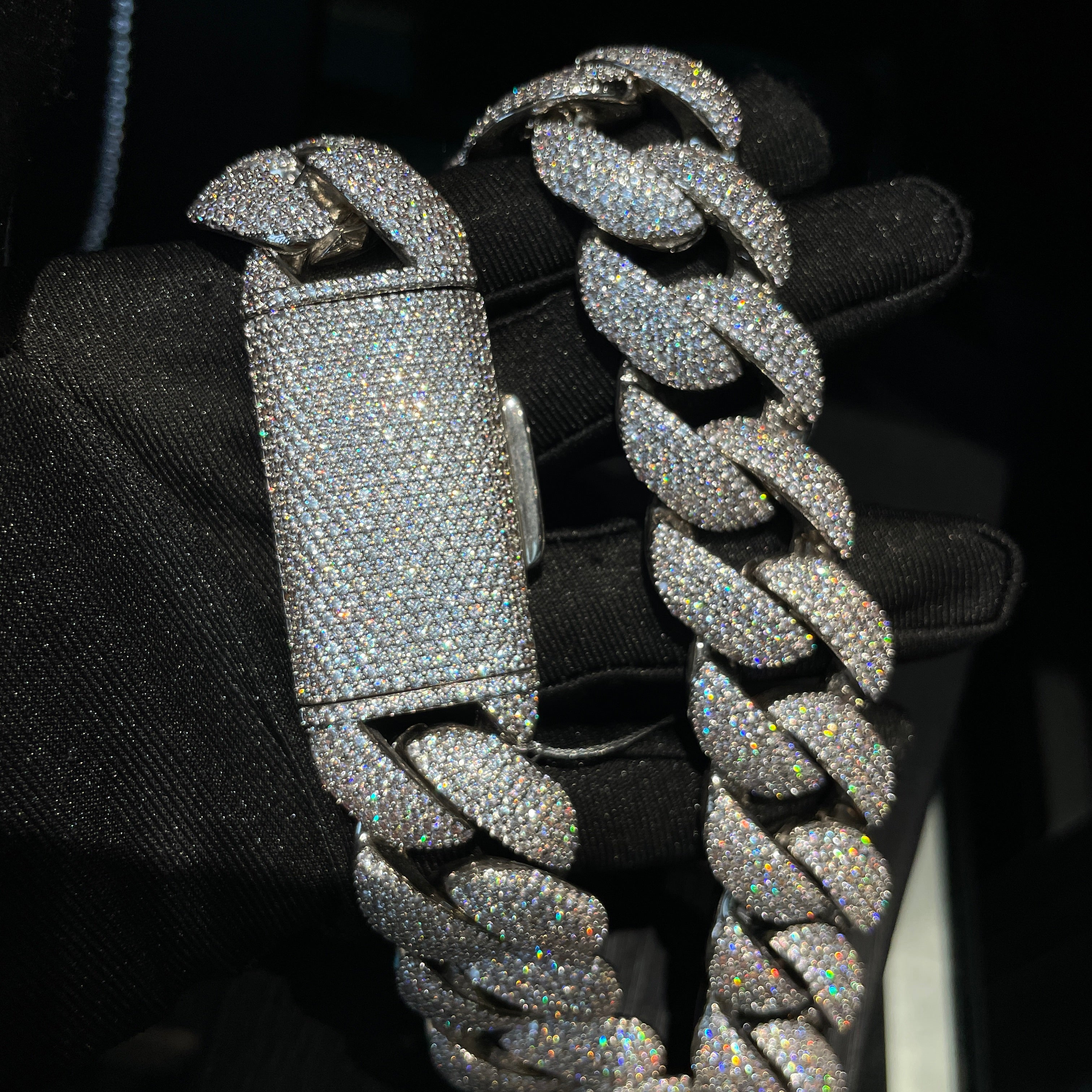 22mm Moissanite Four-Row Bubble Cuban Chain