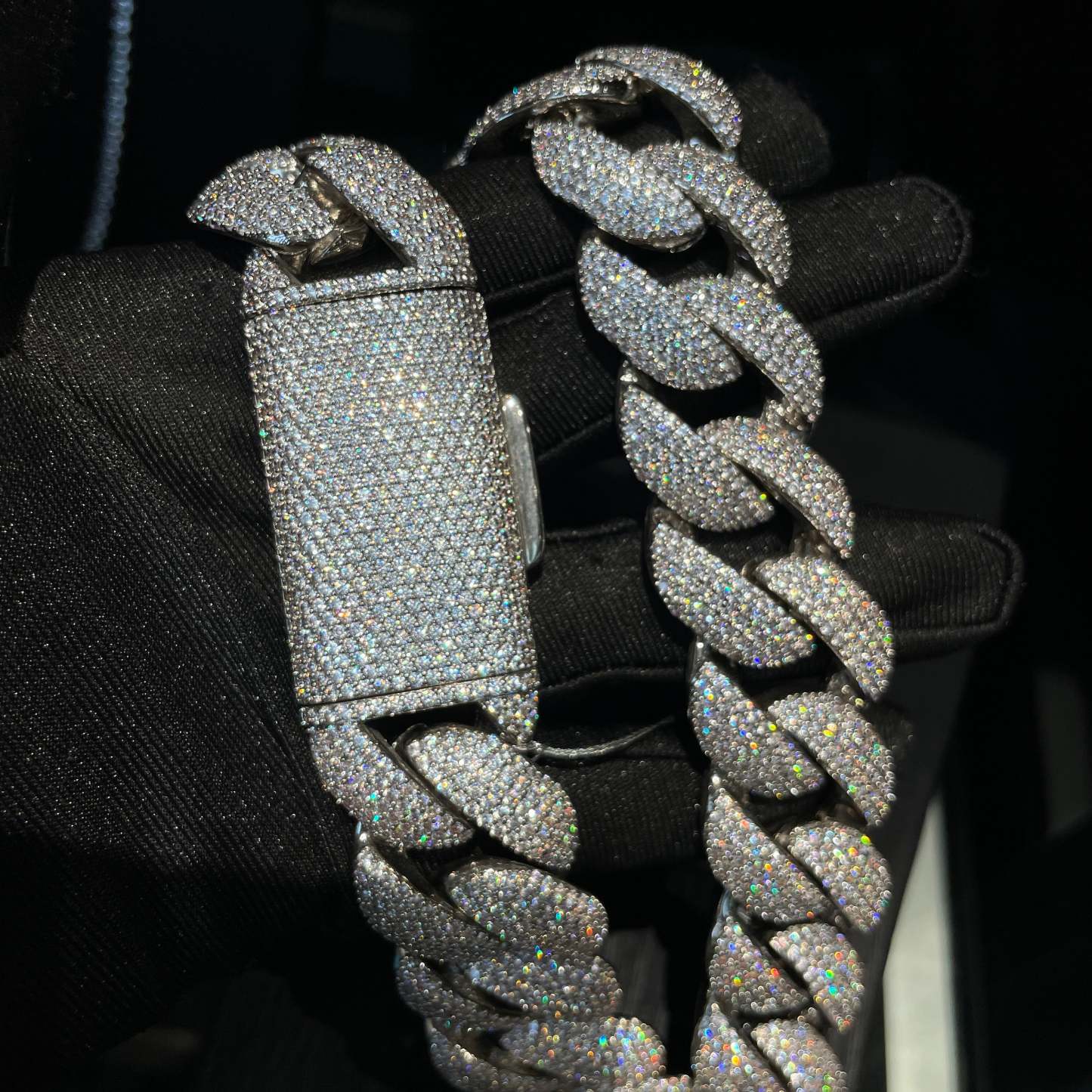 22mm Moissanite Four-Row Bubble Cuban Chain