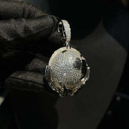 Moissanite Earth-Holding Pendant