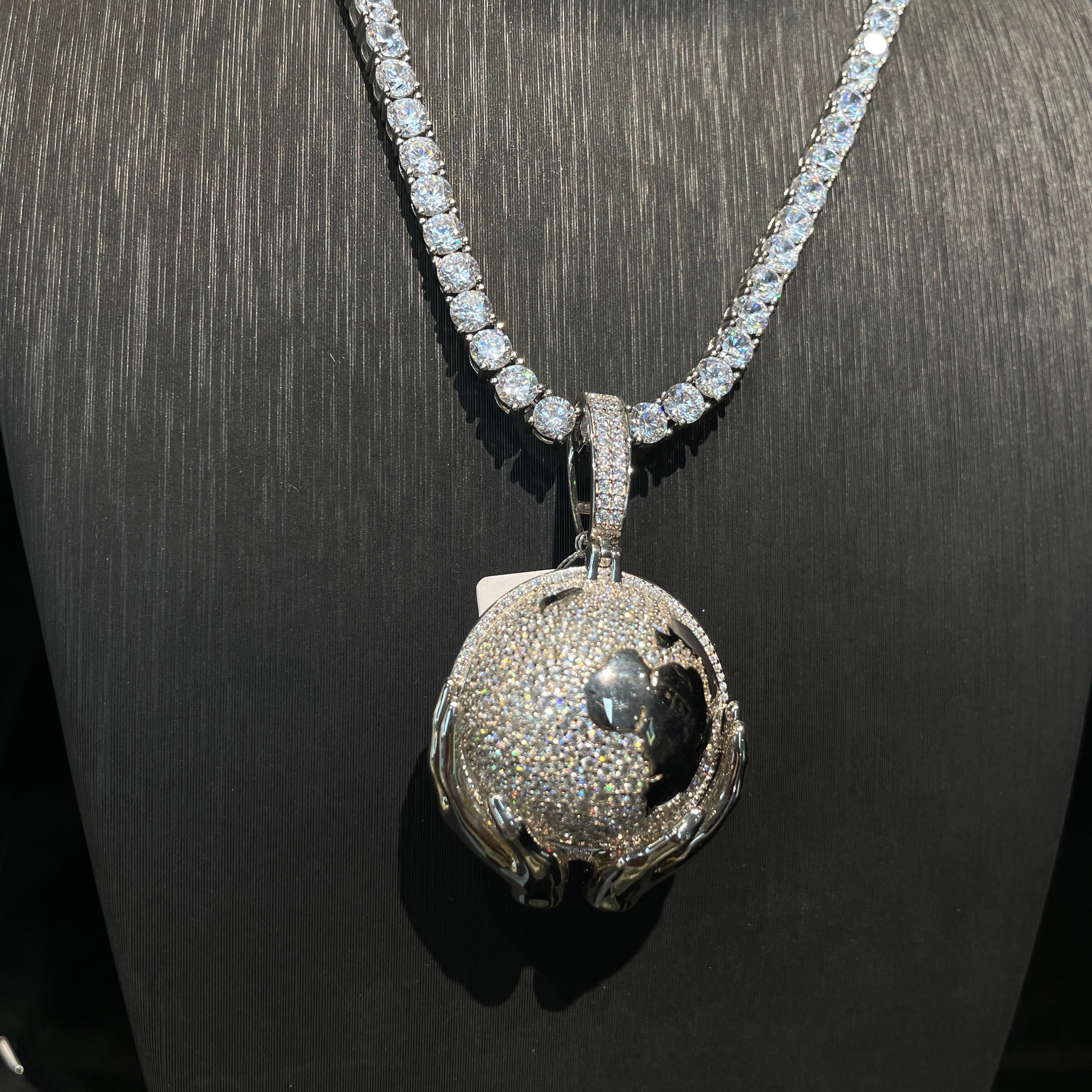 Moissanite Earth-Holding Pendant