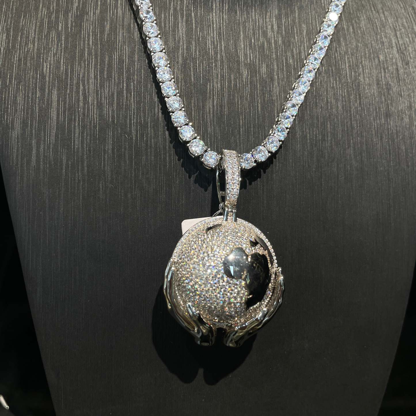 Moissanite Earth-Holding Pendant