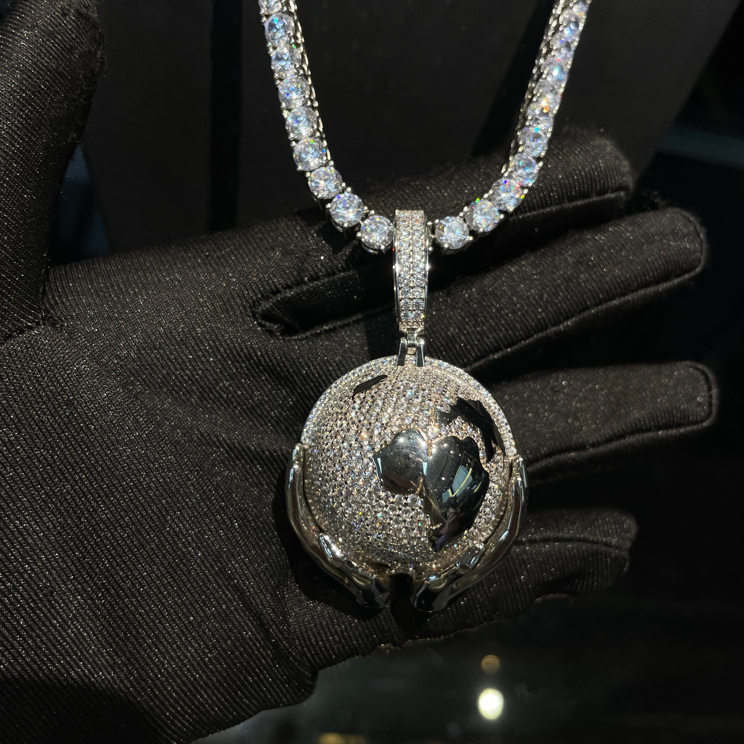 Moissanite Earth-Holding Pendant