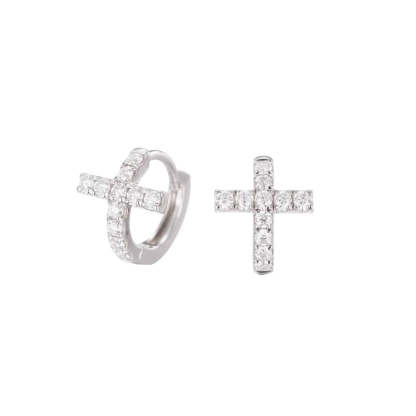 S925 Moissanite Cross Huggie Earrings