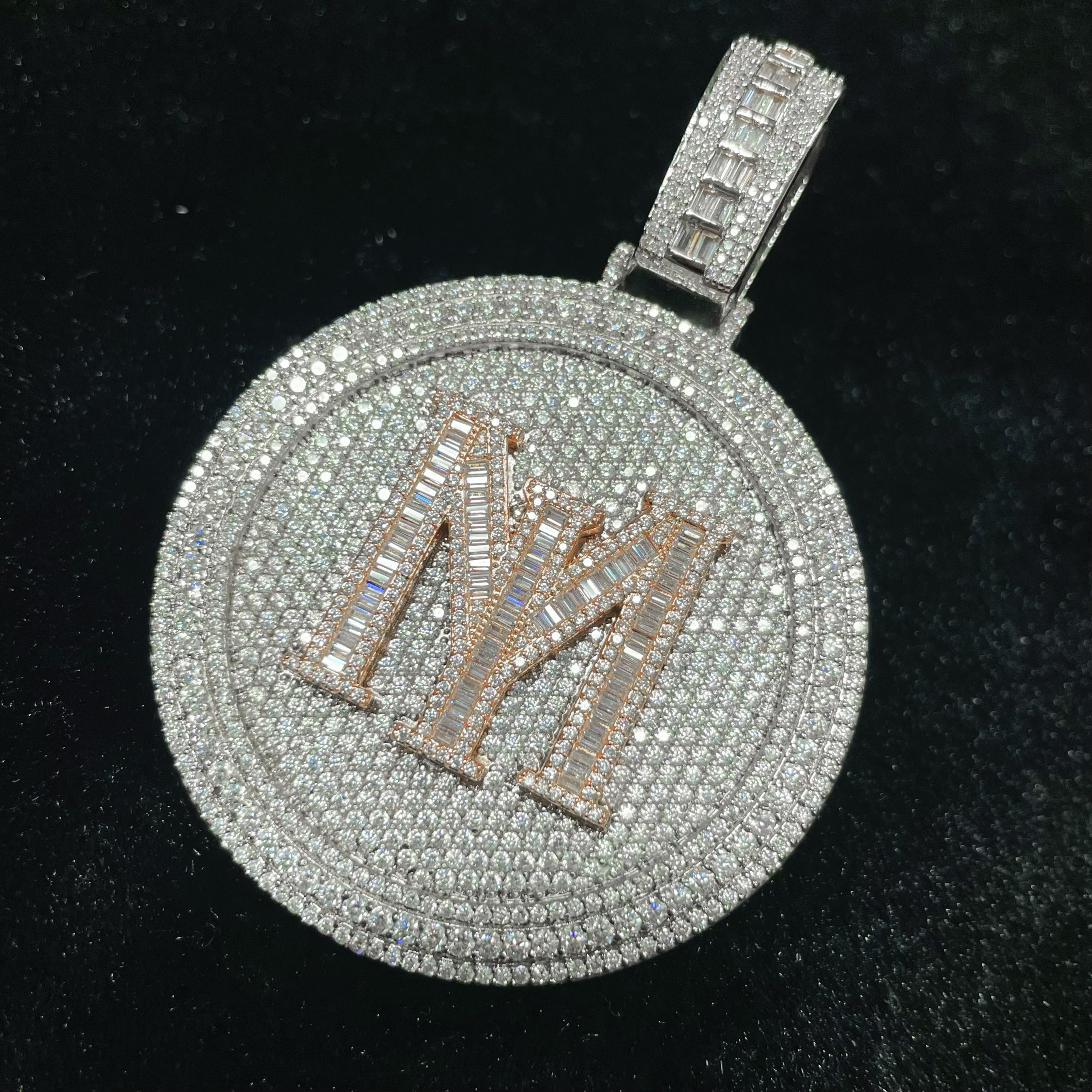 Moissanite Letter Circular Pendant