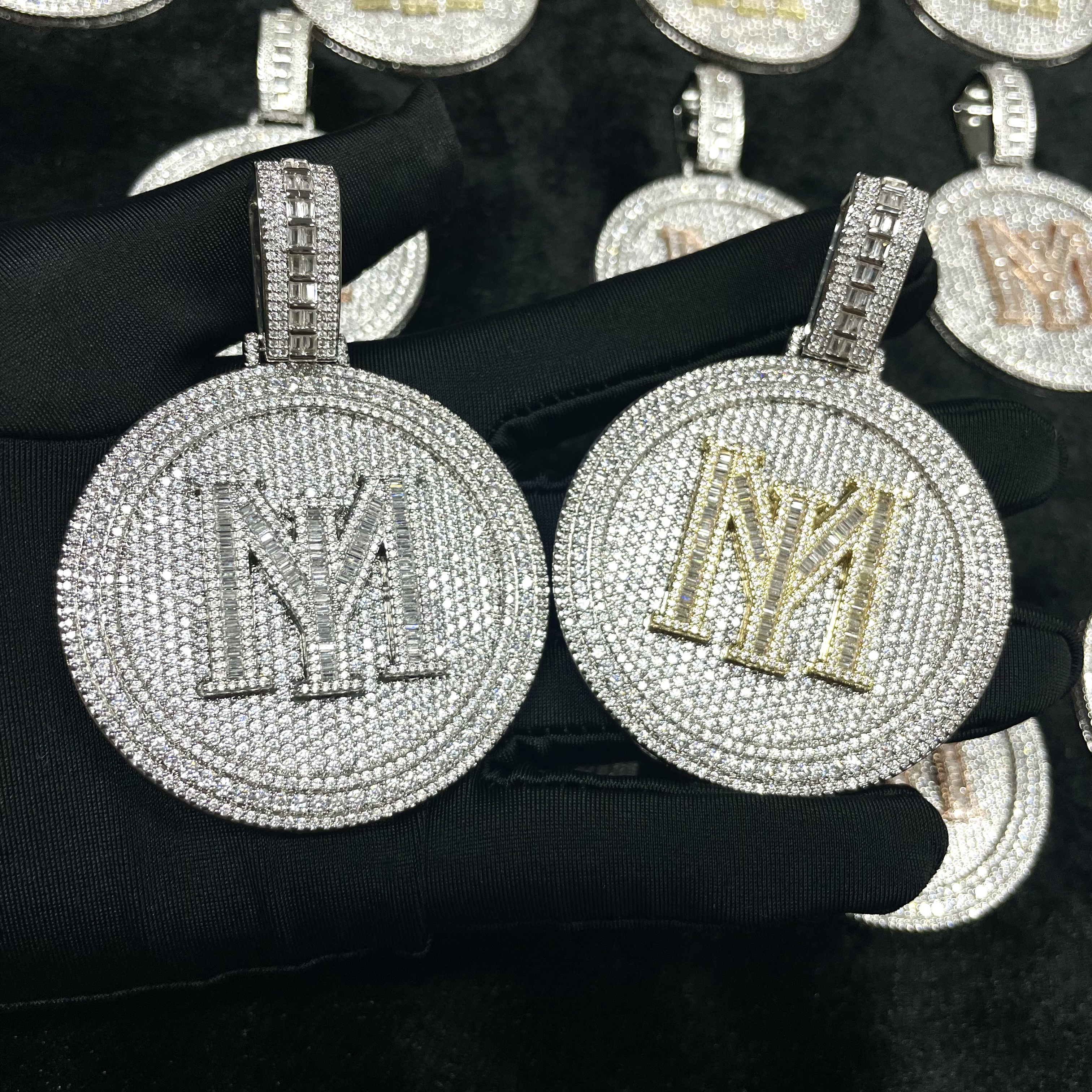 Moissanite Letter Circular Pendant