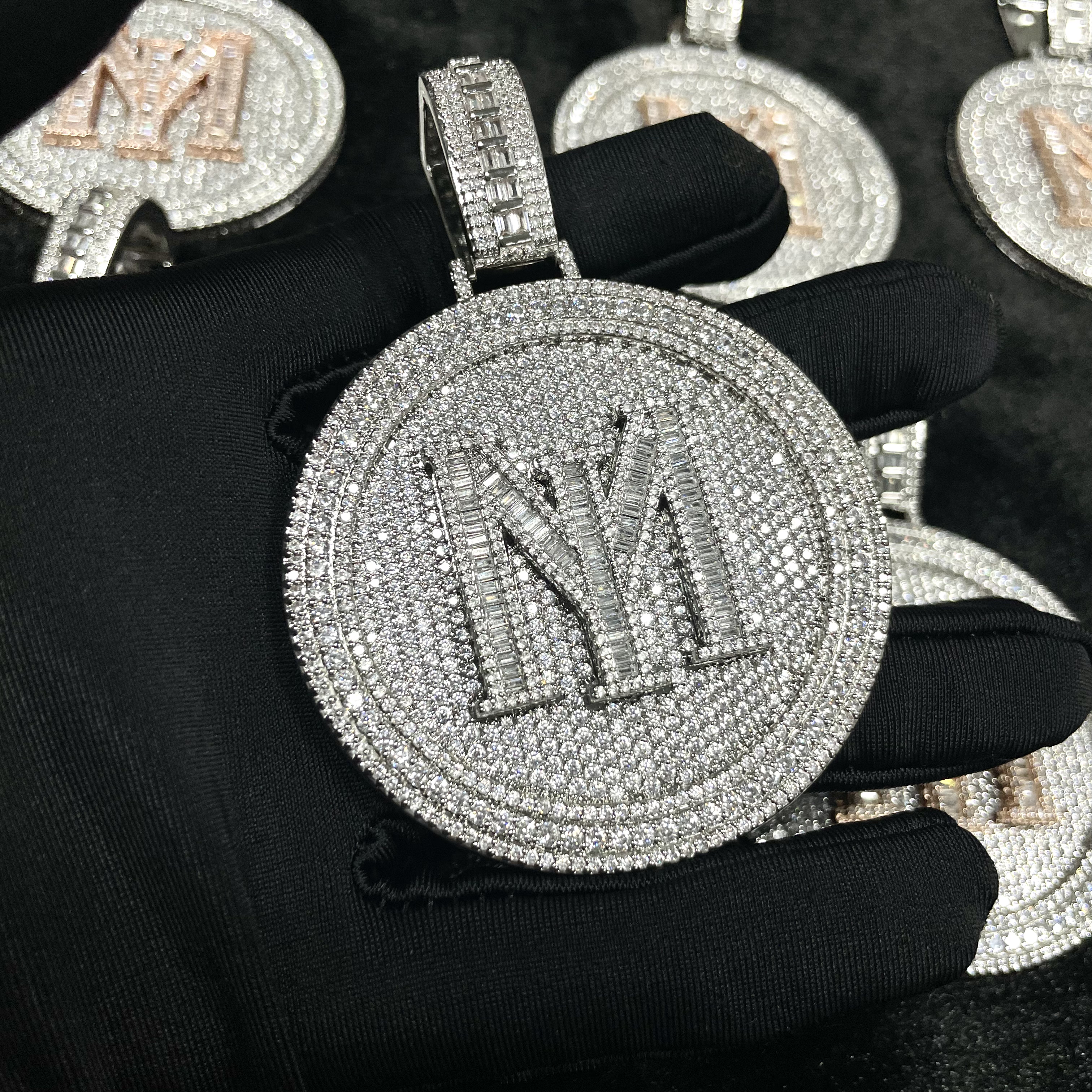 Moissanite Letter Circular Pendant