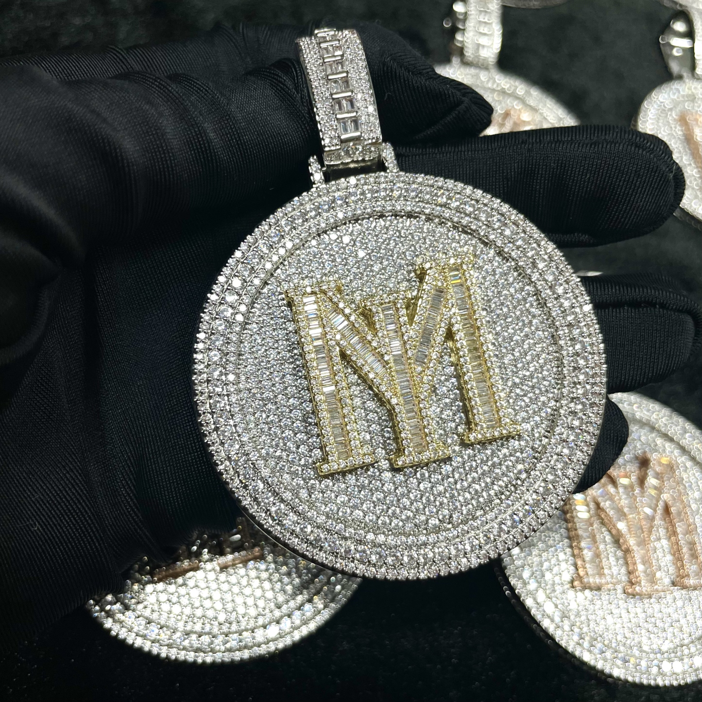 Moissanite Letter Circular Pendant