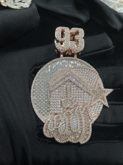 Custom Moissanite ALLAH Number 3D Pendant Smaller Version（In stock）