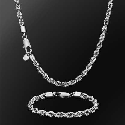 6mm Mens Rope Chain in 18K Gold/White Gold KRKC
