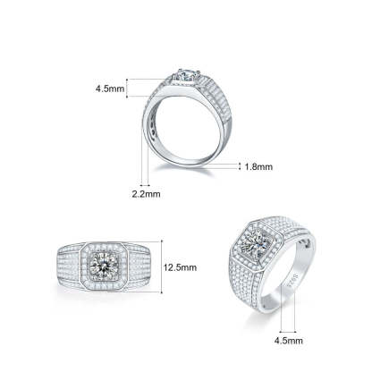 2.0 Carats VVS1 Moissanite Men Ring