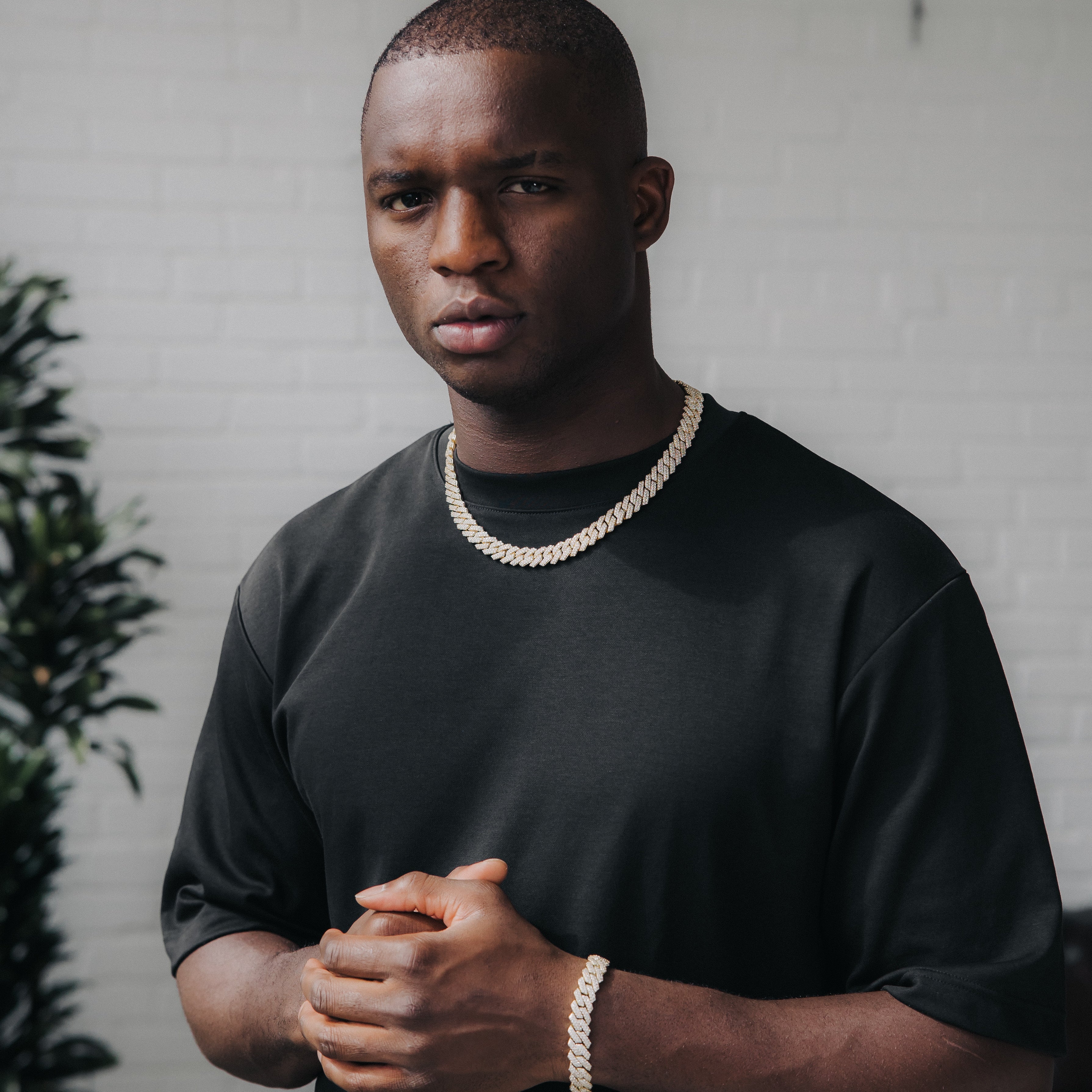 12mm Moissanite Diamond Prong Cuban Chain 18k Gold