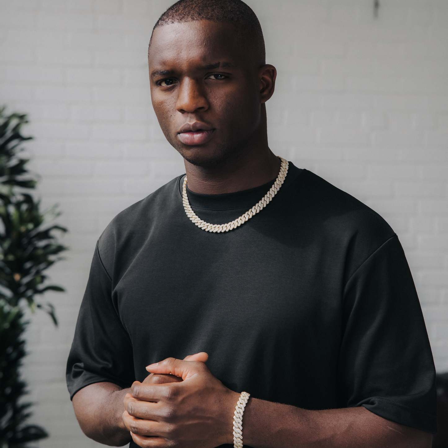 12mm Moissanite Diamond Prong Cuban Chain 18k Gold