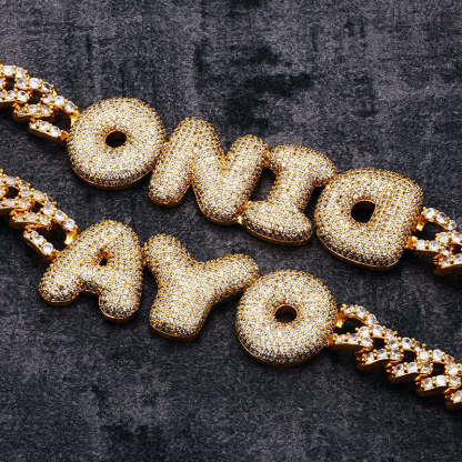 Moissanite Bubble Ball Font Customizable Letter Pendant Set