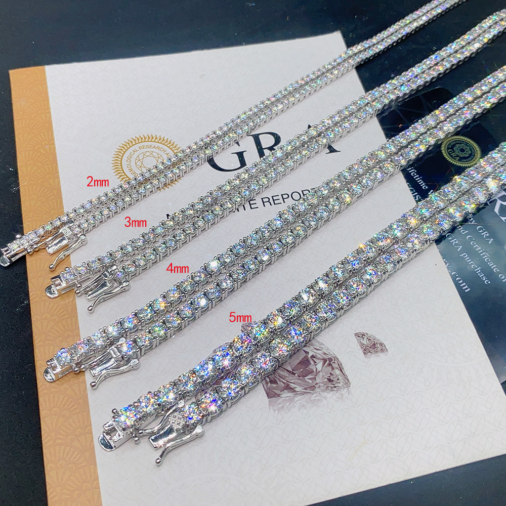 3/5mm S925 Sterling Silver VVS1 D Moissanite Tennis Chain