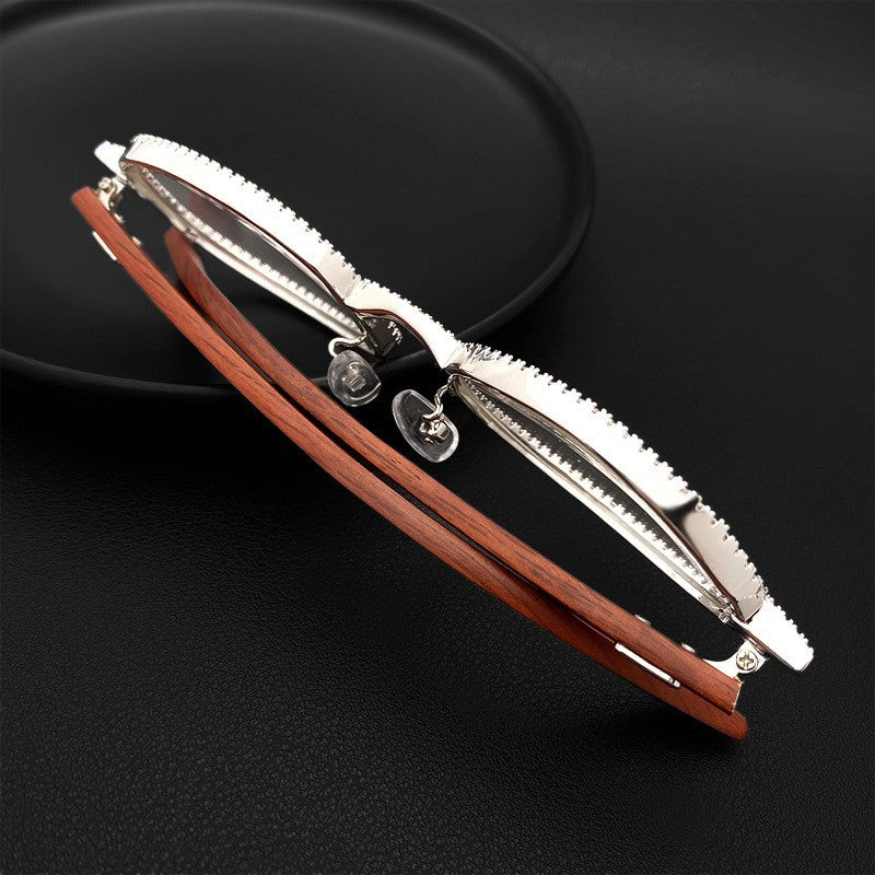 Moissanite Fashion Trend Wooden Temple Glasses