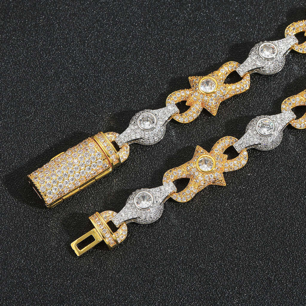 10mm Two-Tone Moissanite Cuban Chain