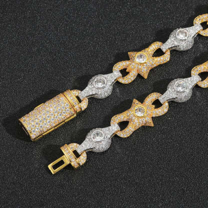 10mm Two-Tone Moissanite Cuban Chain