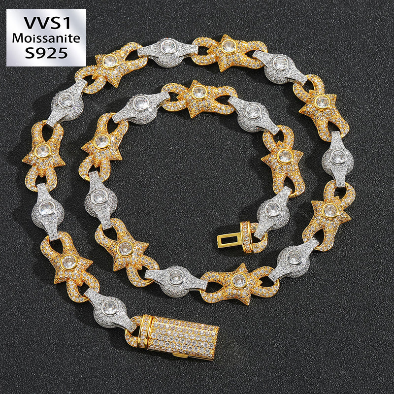 10mm Two-Tone Moissanite Cuban Chain