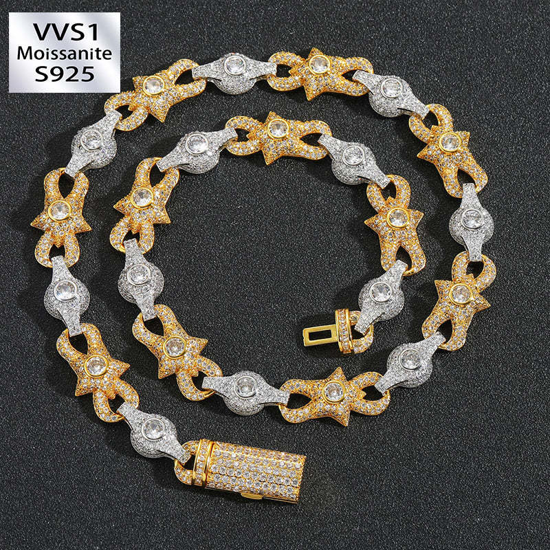 10mm Two-Tone Moissanite Cuban Chain