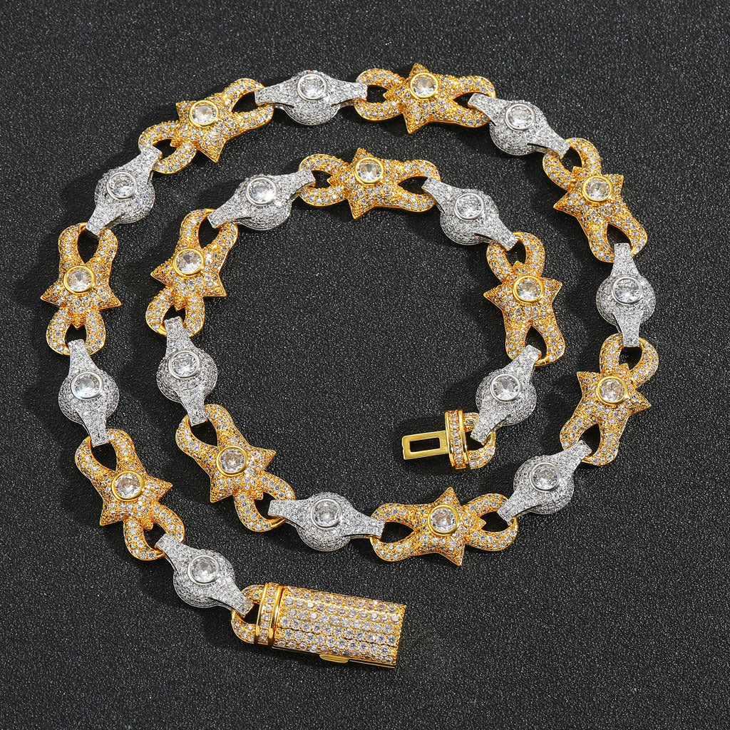 10mm Two-Tone Moissanite Cuban Chain