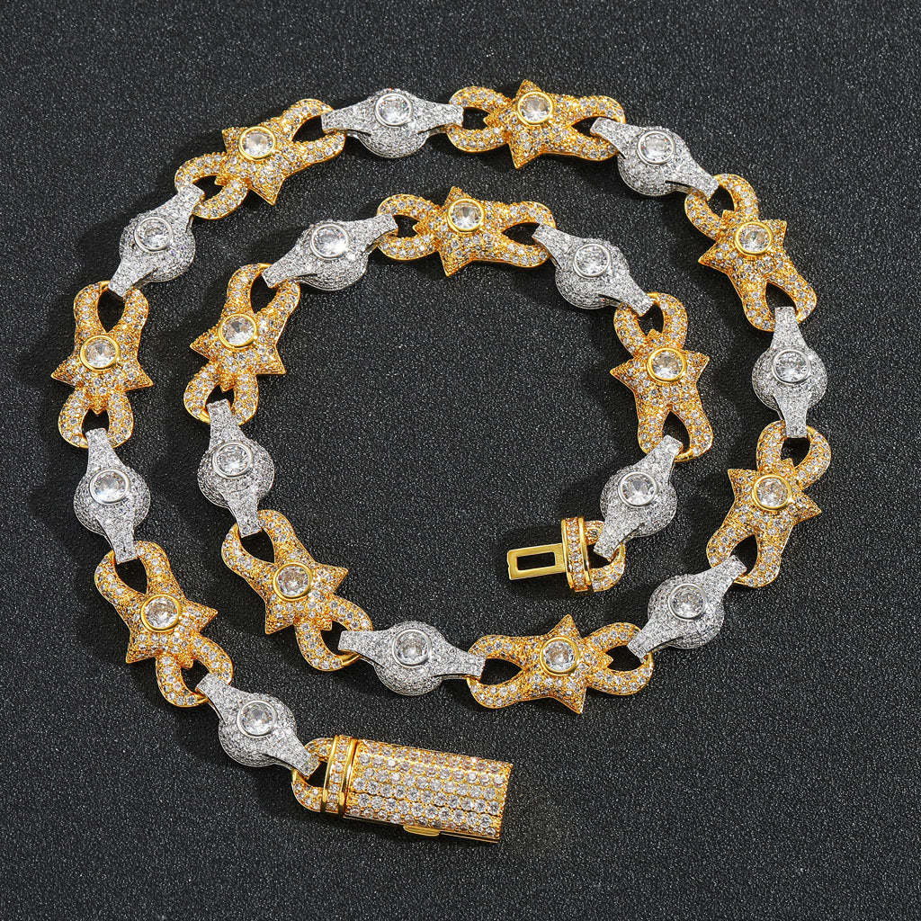 10mm Two-Tone Moissanite Cuban Chain