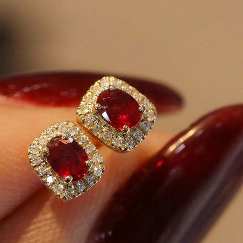 Moissanite Vintage Red Gemstone Earrings