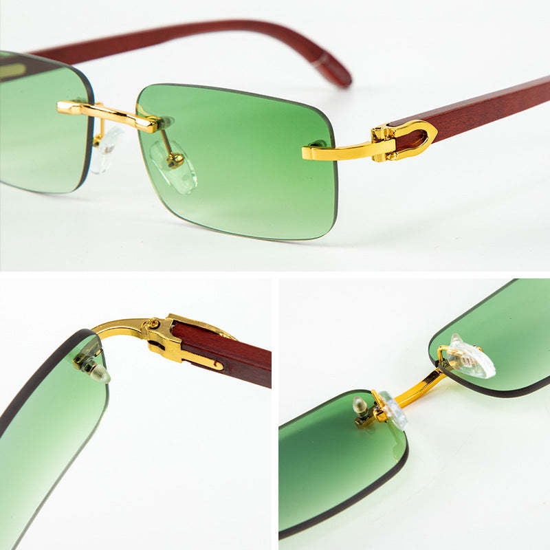 Fashion Frameless Wooden Temple Sunglasses